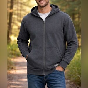 Eddie Bauer Men’s 2XL Hoodie Full Zip Charcoal Gray Sweatshirt Casual Pockets